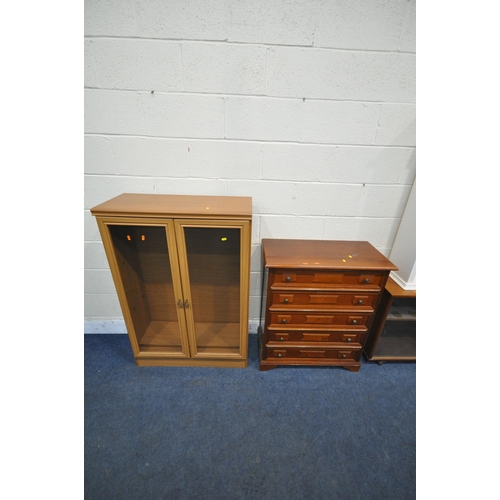 1272 - A 20TH CENTURY FORMICA TOP DROP LEAF TABLE, with a single drawer, a mid-century teak bookcase, with ... 