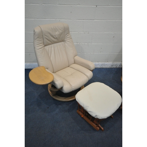 1281 - A PAIR OF HIMOLLA MOSEL ZEROSTRESS RECLINING ARMCHAIRS, with cream leather upholstery, an articulate... 