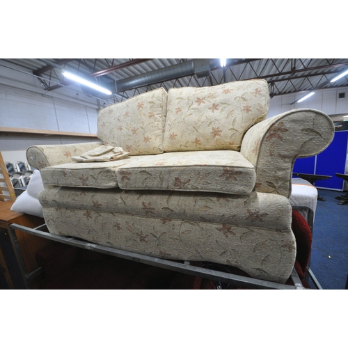 1284 - A HSL ASKRIGG DOUBLE DROP ARM SOFA, WITH ARIZONA SAND UPHOLSTERY, length 155cm x depth 75cm x height... 