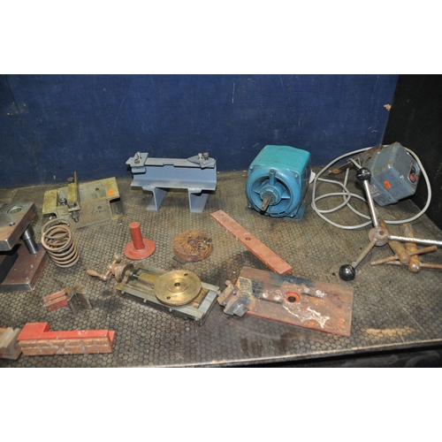 1056 - A COLLECTION OF INDUSTRIAL MACHINE PARTS including an All speeds motor with an Opperman gearbox and ... 