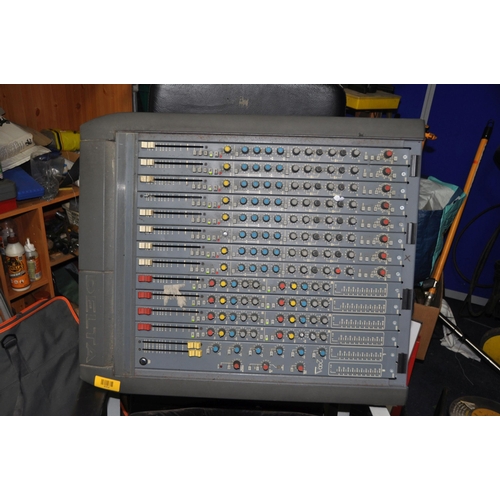 1070 - A LARGE COLLECTION OF UNTESTED PA EQUIPMENT including a Soundcraft Delta 200 8:4:2 mixing desk with ... 