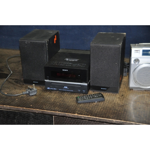 1087 - VINTAGE AND MODERN AUDIO EQUIPMENT including a Sony CMT-BX70DBi hi fi with matching speakers, DAB ae... 