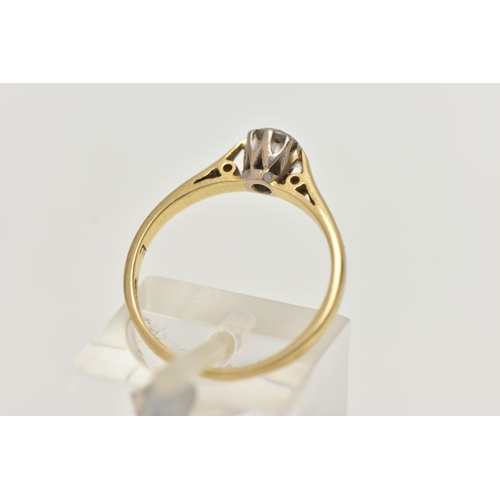 27 - AN 18CT GOLD DIAMOND SINGLE STONE RING, a round brilliant cut diamond, approximate total diamond wei... 