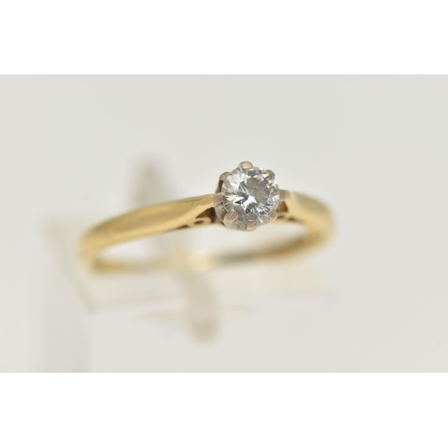 27 - AN 18CT GOLD DIAMOND SINGLE STONE RING, a round brilliant cut diamond, approximate total diamond wei... 