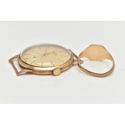 69 - A GENTS 9CT GOLD SIGNET RING AND A 9CT GOLD 'ACCURIST' WATCH HEAD, the signet ring AF, worn engravin... 