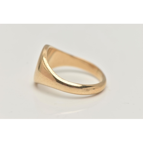 70 - A GENTS HEAVY 9CT GOLD SIGNET RING, of an oval polished form, to the polished band, hallmarked 9ct B... 