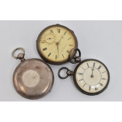 73 - THREE POCKET WATCHES, the first a silver, key wound open face pocket watch, round dial signed 'G.Fal... 