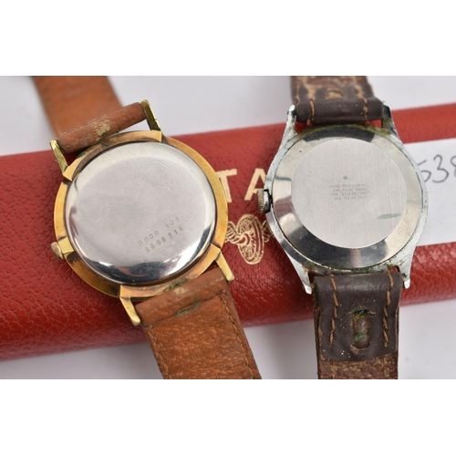 82 - TWO GENTS WRISTWATCHES, the first a manual wind 'Oris', round grey dial, baton markers, in a polishe... 