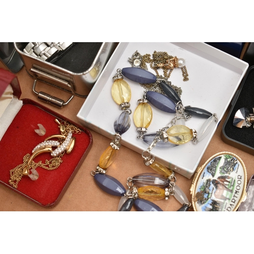 120 - A SELECTION OF MAINLY COSTUME JEWELLERY AND WATCHES, to include a stainless steel Michael Kors wrist... 