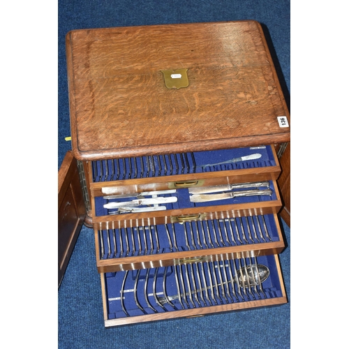 136 - A MAPPIN AND WEBB LARGE CANTEEN OF CUTLERY, a large wooden case with hinged doors, five drawers, enc... 