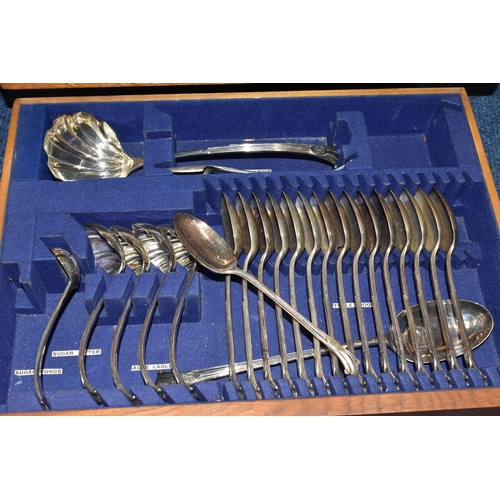 136 - A MAPPIN AND WEBB LARGE CANTEEN OF CUTLERY, a large wooden case with hinged doors, five drawers, enc... 