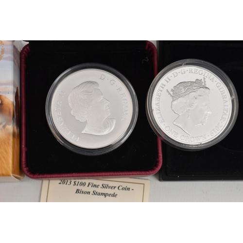 149 - A ROYAL CANADIAN MINT 2013 $100 FINE SILVER 99.99% BISON COIN in box of issue and certificate, toget... 