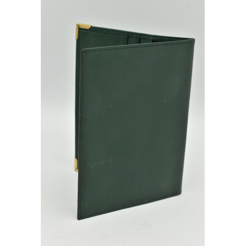 151 - A ROLEX GREEN LEATHER WALLET, various card or reciept compartments to the interior, stamped 'Montres... 