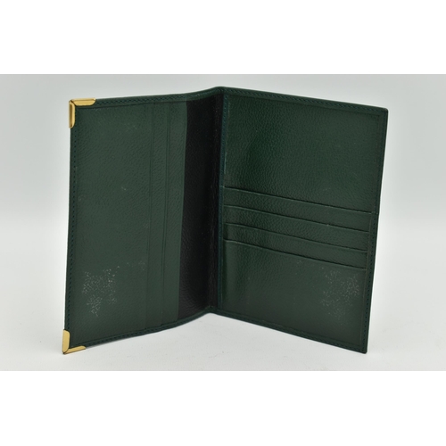 151 - A ROLEX GREEN LEATHER WALLET, various card or reciept compartments to the interior, stamped 'Montres... 