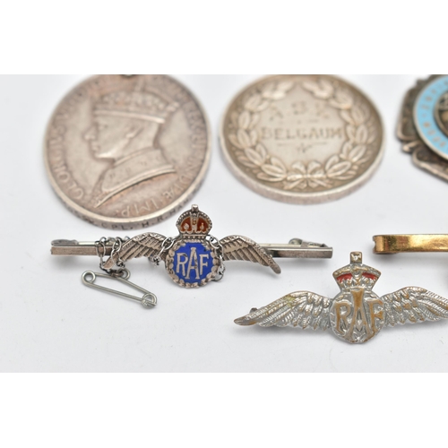 155 - A SELECTION OF MEDALS AND BROOCHES, to include a George VI medal 'For Efficient Service,' edge stamp... 