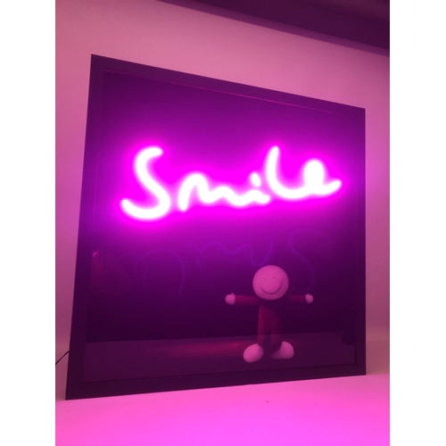 313 - DOUG HYDE ( BRITISH 1972) 'KEEP SMILING', a LED mixed media print, 107/195 with certificate, pink LE... 