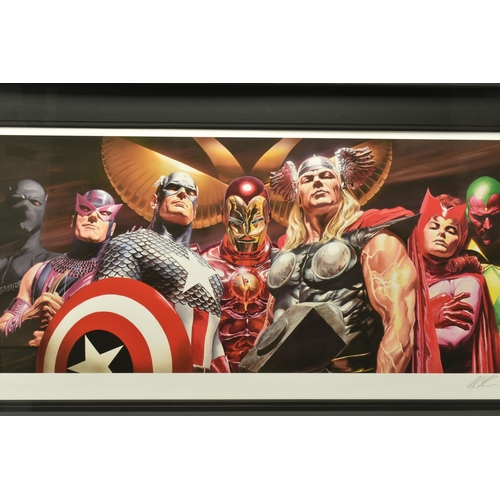 320 - ALEX ROSS FOR MARVEL COMICS 'ASSEMBLE', a signed limited print on paper, depicting Avengers Super He... 