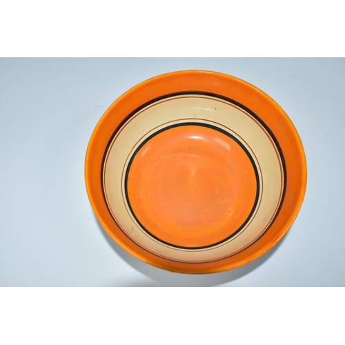 327 - A CLARICE CLIFF FANTASQUE 'ORANGE HOUSE' PATTERN BOWL, painted with two orange houses in a fantasy l... 