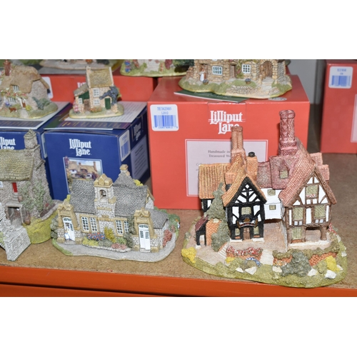 346 - SEVENTEEN LILLIPUT LANE SCULPTURES FROM THE NORTH, mostly boxed and some deeds where mentioned, comp... 