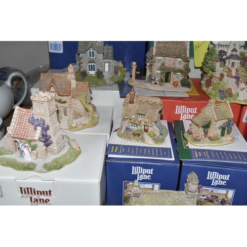 346 - SEVENTEEN LILLIPUT LANE SCULPTURES FROM THE NORTH, mostly boxed and some deeds where mentioned, comp... 