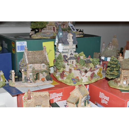 346 - SEVENTEEN LILLIPUT LANE SCULPTURES FROM THE NORTH, mostly boxed and some deeds where mentioned, comp... 