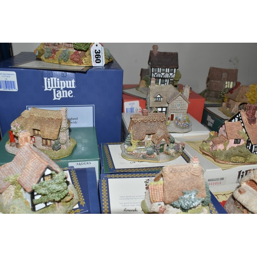 360 - TWENTY ONE LILLIPUT LANE SCULPTURES FROM THE MIDLANDS, mostly boxed and with deeds unless mentioned,... 