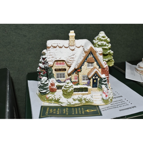 369 - SIX SNOW COVERED LILLIPUT LANE SCULPTURES FROM VAROUS COLLECTIONS, all boxed and with deeds except w... 