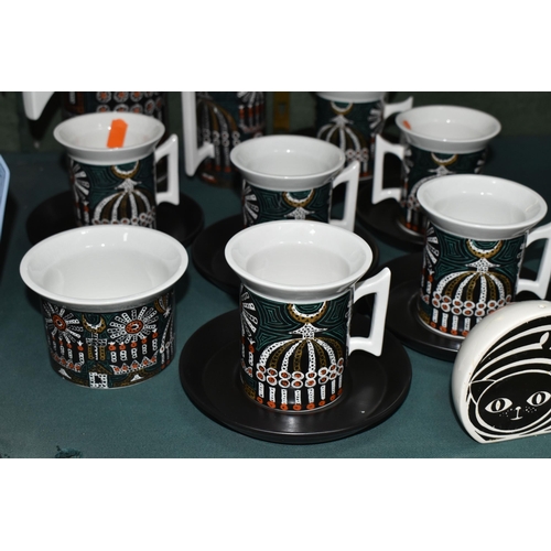 384 - A FIFTEEN PIECE PORTMEIRION POTTERY 'MAGIC CITY' COFFEE SET AND VINTAGE CRUET SETS, the Magic City p... 