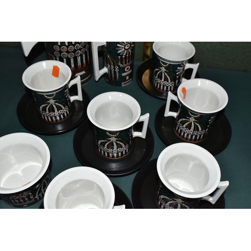 384 - A FIFTEEN PIECE PORTMEIRION POTTERY 'MAGIC CITY' COFFEE SET AND VINTAGE CRUET SETS, the Magic City p... 