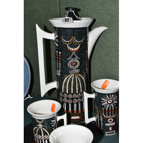 384 - A FIFTEEN PIECE PORTMEIRION POTTERY 'MAGIC CITY' COFFEE SET AND VINTAGE CRUET SETS, the Magic City p... 