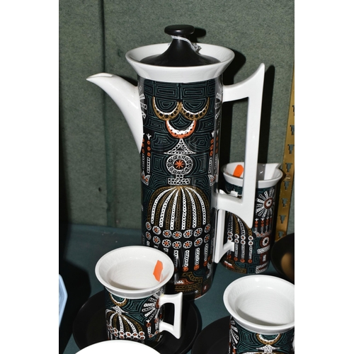 384 - A FIFTEEN PIECE PORTMEIRION POTTERY 'MAGIC CITY' COFFEE SET AND VINTAGE CRUET SETS, the Magic City p... 