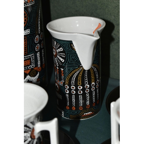 384 - A FIFTEEN PIECE PORTMEIRION POTTERY 'MAGIC CITY' COFFEE SET AND VINTAGE CRUET SETS, the Magic City p... 