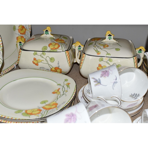 409 - A GROUP OF BURLEIGH WARE 'GOLDEN GLEAM' PATTERN DINNERWARE AND TUSCAN 'WINDSWEPT' PATTERN TEAWARE, '... 