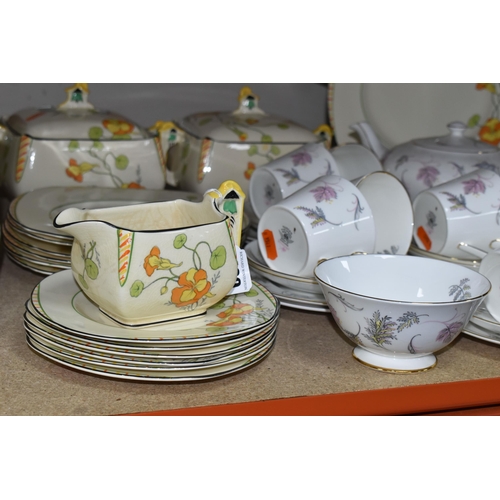 409 - A GROUP OF BURLEIGH WARE 'GOLDEN GLEAM' PATTERN DINNERWARE AND TUSCAN 'WINDSWEPT' PATTERN TEAWARE, '... 