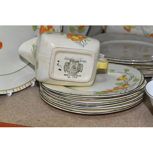 409 - A GROUP OF BURLEIGH WARE 'GOLDEN GLEAM' PATTERN DINNERWARE AND TUSCAN 'WINDSWEPT' PATTERN TEAWARE, '... 