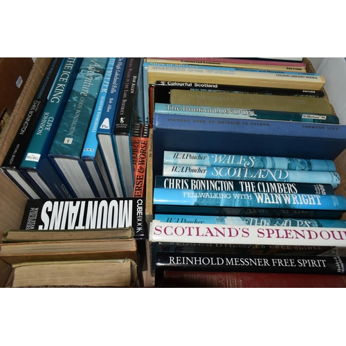 415 - FOUR BOXES OF BOOKS containing approximately 100 miscellaneous titles, mostly in hardback formats on... 