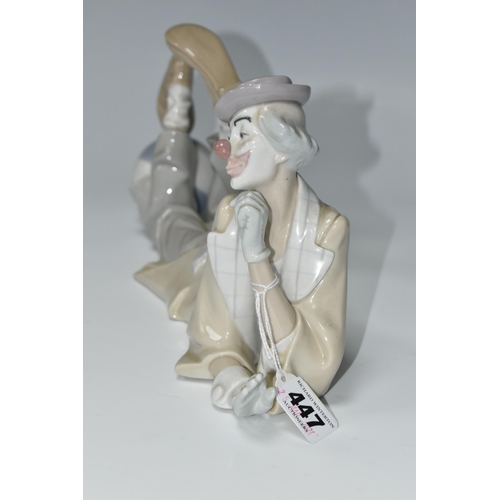 447 - A LLADRO CLOWN, no 4618, designed by Salvador Furio in 1970, the figure lying on his front with head... 