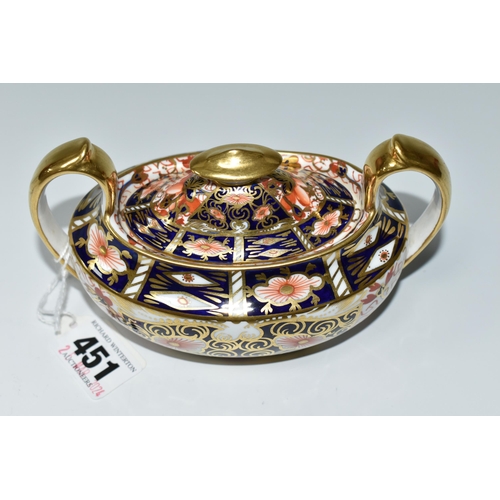 451 - A ROYAL CROWN DERBY IMARI 2451 SUCRIER, with red printed backstamp and date cypher for 1921 (1) (Con... 