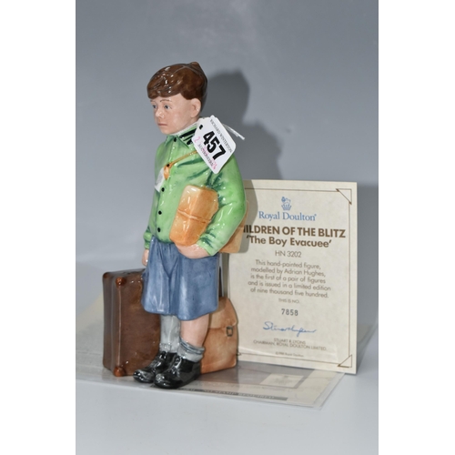 457 - A ROYAL DOULTON 'THE BOY EVACUEE' HN3202 FIGURE, from 'Children of the Blitz' series, limited editio... 