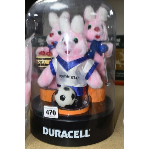 470 - A DURACELL LIMITED EDITION 'BUNNY COLLECTION' THREE BUNNIES IN A BELL JAR, height 30cm, battery oper... 