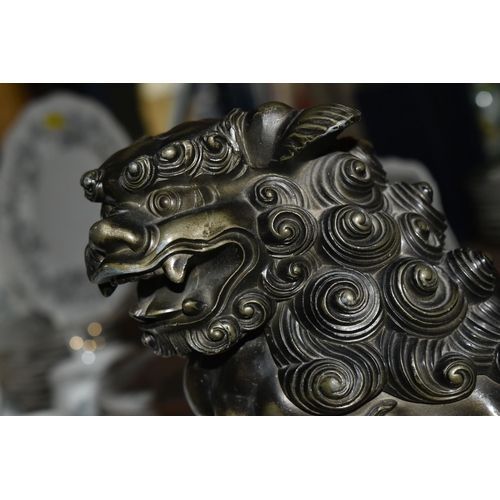 474 - A BRONZED CAST METAL KORO SHISHI LION CENSOR, height 24.5cm (1) (Condition Report: some wear to fini... 