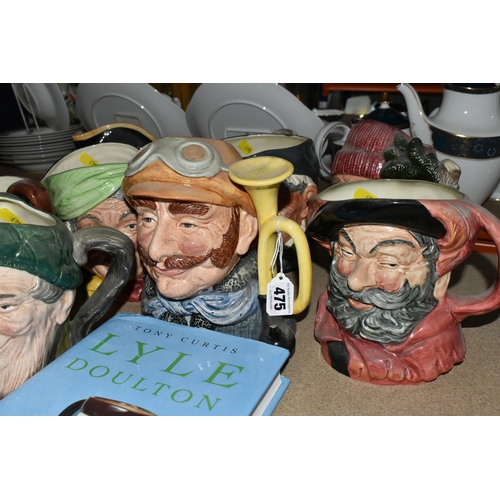 475 - TEN ROYAL DOULTON CHARACTER JUGS, comprising D6633 Veteran Motorist, D5420 Old Charley, D5823 Auld M... 