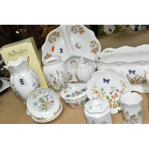 484 - A QUANTITY OF AYNSLEY GIFTWARE, vases, planters, trinket boxes, trinket dishes, patterns comprising ... 