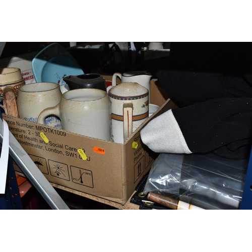 497 - TWO BOXES AND LOOSE GUINNESS ADVERTISING SUNDRIES, to include large Guinness banners, dressing gown,... 