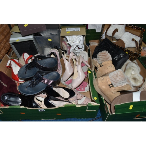 499 - THREE BOXES OF LADIES' SHOES, size 37/UK 4.5, approximately thirty pairs of boots and shoes to inclu... 