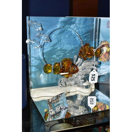 525 - A BOXED SWAROVSKI CRYSTAL 'WONDERS OF THE SEA: HARMONY' DIORAMA, annual piece for 2005, with clownfi... 