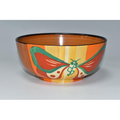 537 - A CLARICE CLIFF FANTASQUE 'BUTTERFLY' PATTERN BOWL, the exterior painted with brightly coloured butt... 