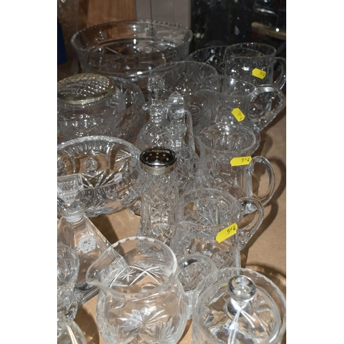 544 - A LARGE QUANTITY OF CUT CRYSTAL AND GLASSWARE, comprising a David Whyman glass vase depicting a nigh... 