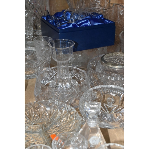 544 - A LARGE QUANTITY OF CUT CRYSTAL AND GLASSWARE, comprising a David Whyman glass vase depicting a nigh... 