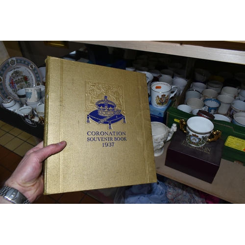 545 - FOUR BOXES OF ROYAL COMMEMORATIVE CERAMICS, to include a 1953 Wedgwood & Co. Ltd preserve pot in the... 